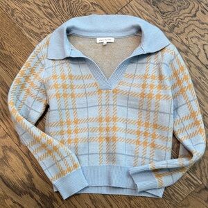 Light Blue and Mustard V-Neck Sweater-NEW